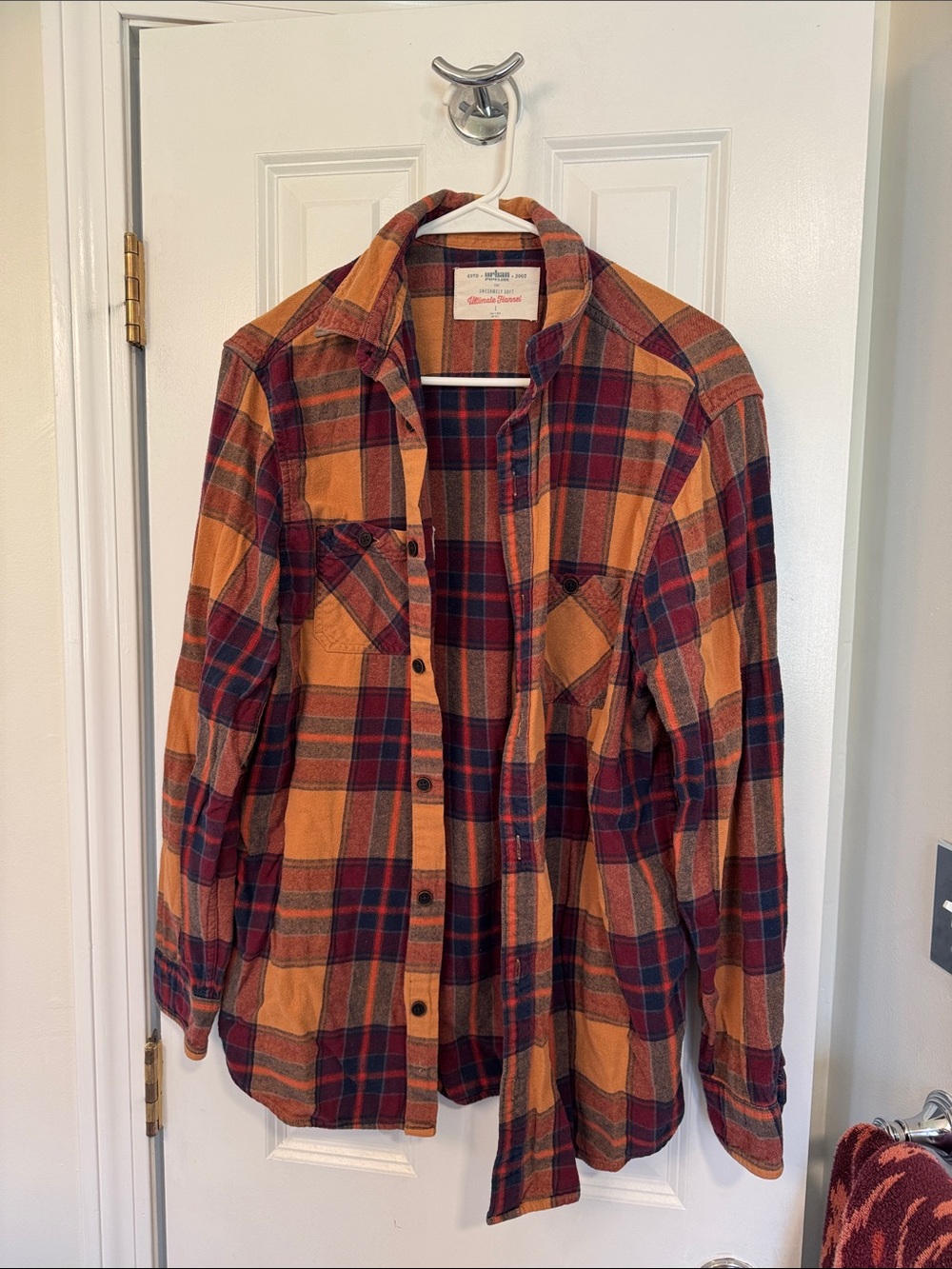 urban pipeline Plaid Button-Down Shirt in Mustard Yellow and Burgundy